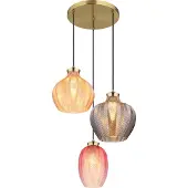 Globo Hengelampe Jessica, Ø 45 cm, fargerik, 3 lyskilder, glass