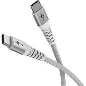 Goobay KAB USB-C (ST-ST) 2 m tilkoblingskabel tekstiljakke hvit, 2 m, USB C, USB C, USB 2.0, 480 Mbit/s