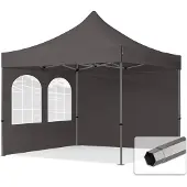 TOOLPORT 3x3 m stål, pop up partytelt, 2 sidepaneler, mørkegrå