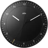 Braun Lydløst veggur med sekundviser. Diameter 30cm.