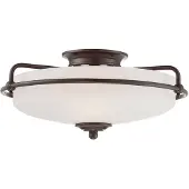 QUOIZEL Taklampe Griffin F, bronse/opalglas, Ø 42 cm