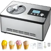 Vevor 1,9 l automatisk iskremmaskin elektrisk yoghurt gelato-maskin sølvfarget
