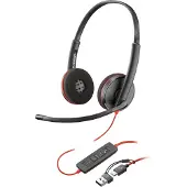 HP Poly Blackwire 3210 - Blackwire 3200 Series - hodesett - on-ear - kablet - USB-C - svart - Certified for Skype for Business, Cisco Jabber Certif...