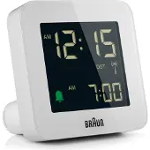 Braun BC09-DCF, Digital vekkerklokke, firkant, Hvit, 12/24h, LCD, Batteri