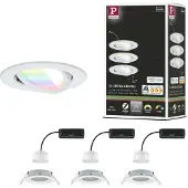 Paulmann LED innfelt spot Nova Coin Smart hvit RGBW, 3-pakning, 8,4 cm