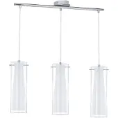 Eglo PINTO pendellampe til langbord i børstet stål med hvite og klare glass