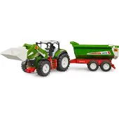 BRUDER Roadmax tractor with frontloader and tipping trailer toy
