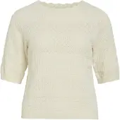 Vila Milos O-neck Pointelle Genser Med Korte Ermer