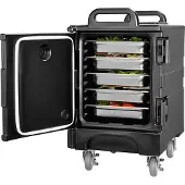 Vevor Isolert Matpannebærer, 81 Qt Varmeboks for Catering, Matboksbærer med Doble Spenner, Frontmatet Matvarmer med Håndtak, Stabelbar Endemater med Hjul for Restaurant, Kantine