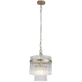 Searchlight Hengelampe Lara, Ø 26 cm, gullfarget/klar, glass/metall