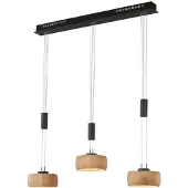 FISCHER&HONSEL GMBH LED-hengelampe Shine-Wood, eik/svart Lengde 100 cm 3 lyskilder.