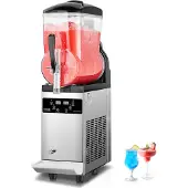 Vevor Kommersiell Slush-maskin, 12L Frossen Drikkemaskin med Enkel Tank, 48 Koppar Rustfritt Stål Margarita Smoothie Frossen Drikkemaskin, Slush-maskin for Hjemmefester Restauranter Kaféer Barer