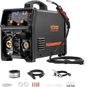 Vevor Pro MIG-sveisemaskin, 200 Amp Pluse MIG-sveisemaskin, 5-i-1-sveisemaskin MIG Pluse/gass-MIG/flukskjerne-MIG/elektrode/løft-TIG med IGBT-inverterteknologi og LCD-skjerm