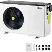 Vevor elektrisk bassengvarmepumpe, 3,22–15,25 kW oppvarmingskapasitet, energisparende bassengvarmere med variabel frekvens for 30–60 m³ over bakken, oppvarming og kjøling av bassengvannsbereder AC220–