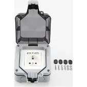 INF Vanntett vegguttak med deksel, med 2 USB-porter Grey