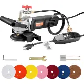 Vevor våtpoleringsmaskin 800W, 4" betongsliper med 6 variable hastigheter og 7 poleringssett, våtslipemaskin for marmor, granitt, stein, fliser, utstyrt med jordfeilbryter, (1000–4000 o/min)
