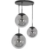 Steinhauer Glass-hengelampe Bollique, svart, 3 lyskilder