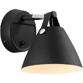 DFTP Vegglampe Strap med lærrem, svart