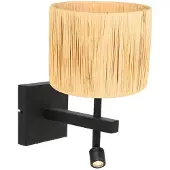 Steinhauer Stang vegglampe, LED-leselampe, naturlig flettverk