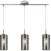 Searchlight Hengelampe Duo 2 røykglass/krom lang 3 lyskilder