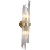 Searchlight Vegglampe Lara, høyde 56 cm, gullfarget/klar, glass/metall