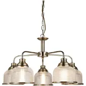 Searchlight Pendellampe Bistro II 5 lk messing / bølget glass