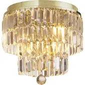 Searchlight Empire taklampe, messing, 4-lys, krystallglass, IP44