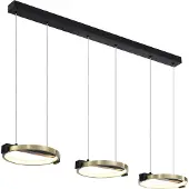 Searchlight Aerial LED-hengelampe, 3 lyskilder, messing/svart, stål