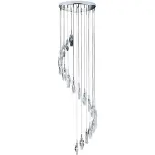 Searchlight Sculptured Ice hengelampe, 9 lyskilder, krom/klar, glass, G4