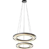 Globo LED-hengelampe Rilas, svart/tre, Ø 57 cm, dimbar