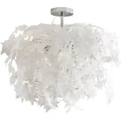 LINDBY taklampe Maple, Ø 70 cm, krom, hvit, tekstil