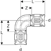 Geberit Vinkel FlowFit 90gr PPSU ø75mm