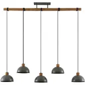 LINDBY hengelampe Durbis, 149 cm, 5 lyskilder, gunmetal, tre
