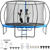 Vevor 12FT trampoline, 400 lbs trampoline med innhegningsnett, stige og buet stang, kraftig trampoline med hoppematte og fjærbelegg, utendørs rekreasjonstrampoliner for barn og voksne