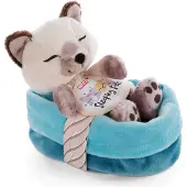 Nici Sovende Kjæledyr Kattunge Siameserkatt I Kurv Teddy 12 Cm