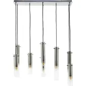 Brilliant Hengelampe Glasini, lengde 80 cm, røykgrå, 8-lys, glass
