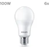 Philips LED-lyspære 13W/840 (100W) Frosted 6-pack E27