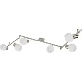 LINDBY taklampe Elaina, 180 cm, 6 lyskilder, nikkel, glass, E14
