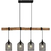 LINDBY hengelampe Elrond, 116 cm, svart, 4 lyskilder, tre