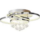 LUCANDE LED-taklampe Keely, kromfarget, krystall, 45 cm