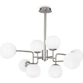 Maytoni hengelampe Erich, nikkelfarget, glass/metall, 8 lyskilder.