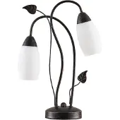 LINDBY bordlampe Stefania, svart/gull, glass, E14, 40 cm