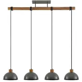LINDBY hengelampe Durbis, 116 cm, 4 lyskilder, grå, tre, E27