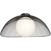 LINDBY Fabronia taklampe, svart/hvit, glass, kuppel, E27
