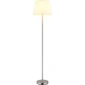 Globo Gulvlampe Joris, nikkel/hvit, tekstil, 151 cm høy, E27