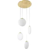 LUCANDE hengelampe Lunelle, messing, glass, 4 lyskilder, Ø 40 cm