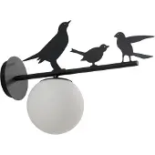 LINDBY utendørs vegglampe Lintu, metall, svart, IP44, fugl