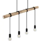LINDBY hengelampe Ferris, 4 lyskilder, 90 cm, tre, E27