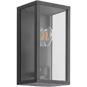LINDBY utendørs vegglampe Peldar, antrasitt/klar, 26 cm, metall