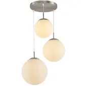LINDBY hengelampe Heleska, hvit, glass, 3 lyskilder, Ø 47cm